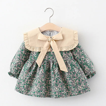 Children's Spring and Autumn Clothing Girls' Long sleeved Printed Dress Children's Princess Dress Baby Dress