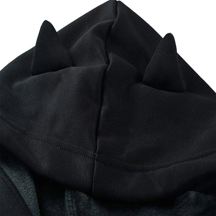 Women Autumn Teen Girls Crop Hoodie Long Sleeve Cold Shoulder Cute Cat Ear Pullovers Hooded Sweatshirt Tops Y2K E-Girls Clothes