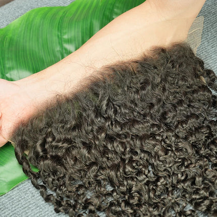 Burmese Curly 13x4 13x6 Lace Frontal Melt Skins Invisible Lace Pre Plucked Transparent Lace 100% Raw Virgin Human Hair #1B Color