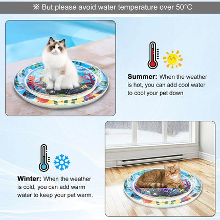 Cat Water Mat Sensory Water Playmat, Anti-Scratch Design Pet Water Mat for Bored Indoor Cats, Cat Interactive Toys with Inflator
