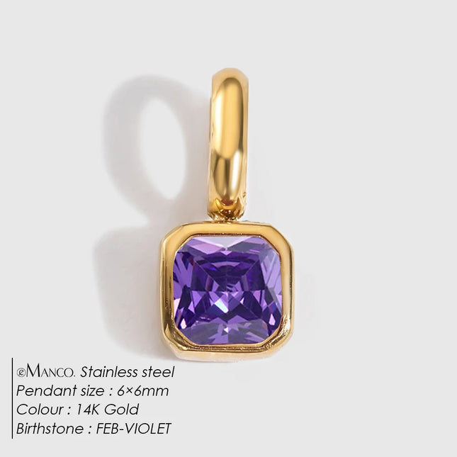 eManco 14K Gold Plated Octagon Metal Charms Stainless Steel Birthstone Pendant  for DIY Necklace Bracelet Jewelry