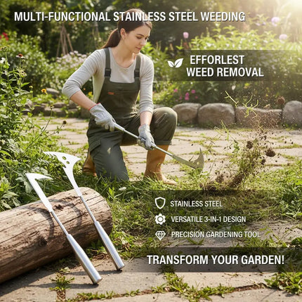 1pc 13.5inch L-shaped Stainless Steel Gap Weeding Tool Garden Hand Tool, For Clearing Weeds On Yard, Patio, Driveway