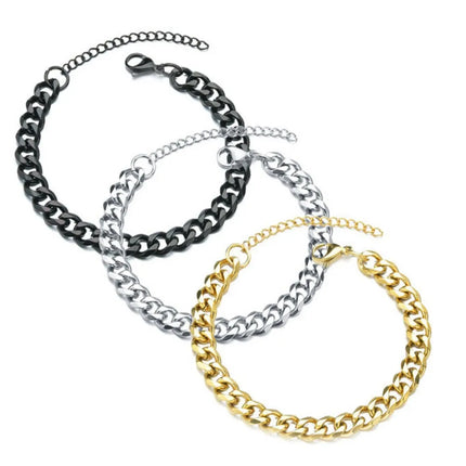 Trendy Cuban Chain Bracelet 3/5/7mm Width Classic Stainless Steel Bracelet for Men Women Jewelry Party Gift