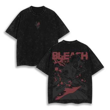 Washed Oversized Bleach Anime Graphic T Shirt Women Men Ichigo Kurosaki Bankai Hollow Bleach T-Shirt Female Male Clothing Tees