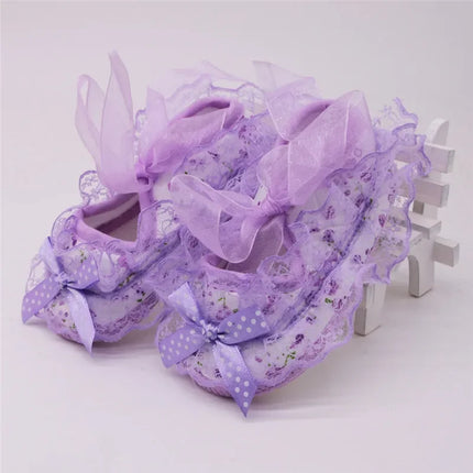 Princess Party Lace Floral Soft Sole Crib Shoes Newborn Baby Girl Shoe Anti-slip Sneaker Prewalker Toddler Kid 0-12M Pink Shoes