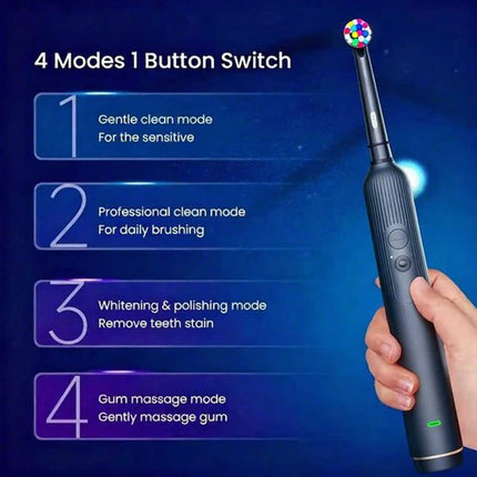 Intelligent Rotating Electric Toothbrush,Waterproof  Rechargeable Rotary Smart Toothbrush Compatible with Oral B