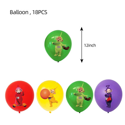 Teletubbies Theme Birthday Party Decoration Animation Plates Tablecloth Balloons Cake Decoration Kids Birthday Party Supplies