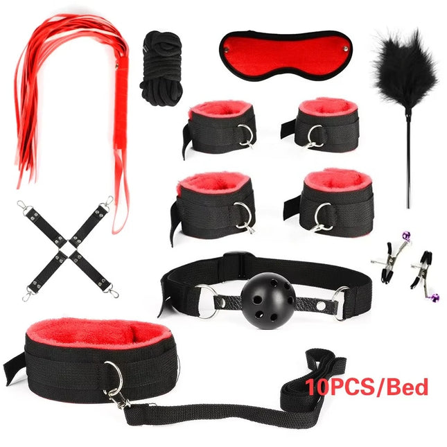 Leather BDSM Kit Handcuffs Sex Toys Games For Couples Body Harness Cuffs Bondage Straps Erotic Adult Sex Toys for Party Sexy