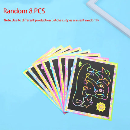 Random 8/10pcs A Lot Magic Scratch Art Doodle Pad Painting Cards Toys Early Educational Learning Drawing Toys