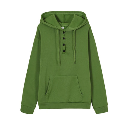 European and N Women's Long-sleeved Loose Casual Hooded Drawstring Pocket Hoodie