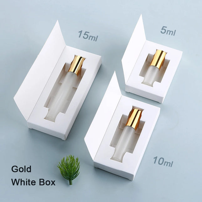 50Pcs 5/10/15ml Perfume Bottle Aluminum Sprayer Fine Mist Frosted Glass Perfume Sprayers, Multi-Sizes, Eco-Reusable, w/Boxes