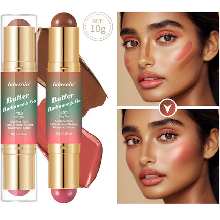 Lakerain Butter Makeup Stick Nature Bronze Colored Matte Effect Moisturizing Smooth Dual-head Design Multi-purpose Makeup Stick