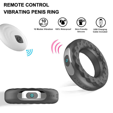 Remote Control Cock Ring Vibrator for Men Remote Control Penis Rings Delay Ejaculation Erection Masturbator Sex Toys for Male