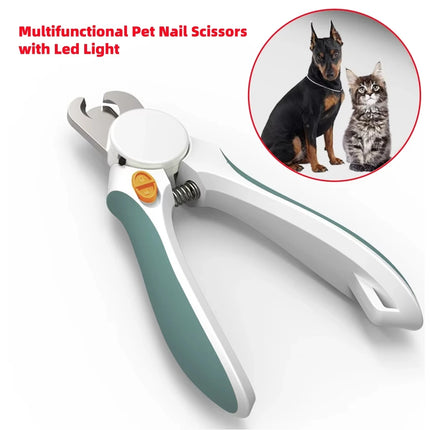 1Pc Pets Double Hole Round Mouth Nail Scissors with Led Light Multifunctional Pet Cats Dogs Nail Scissors Blood Line Prevention