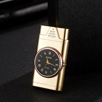 Rocker Arm Watch Metal Unusual Gas Lighters Jet Butane Torch Lighter Windproof Cigarette Cigar Lighter Gadgets for Men