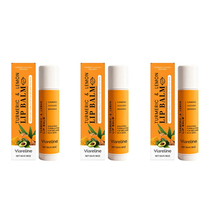 Turmeric Lemon Lip Balm Hydrating Fade Lip Lines Smooth Gloss Lighten Melanin Remove Dark Lip Dead Skin Soft Nourishing Lip Care