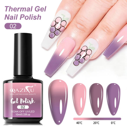 Thermal Gel Nail Polish Thermal Color Changing Gel Polish - Pink Purple Soak Off UV LED Nail Art DIY Temperature Sensitive