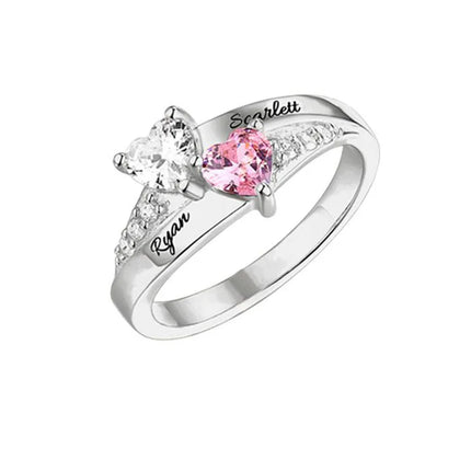 MaiLun Personalized Kids Names Ring With Birthstone Silver plated color Ring Mothers Day Jewelry Gift