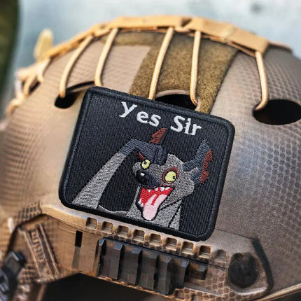 “Yes Sir ” Hyena Embroidery Patch Hook & Loop Tactical Morale Badge Patches for Backpacks Helmets Tactical Vests Etc