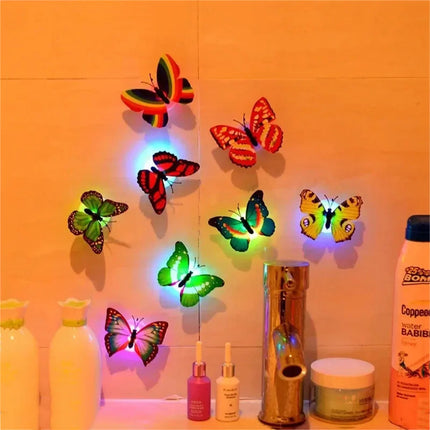 Ranpo Hot Butterfly Night Light Creative Funny Colorful Glowing Butterfly Light Stickable Diy LED House Decorative Wall Lights
