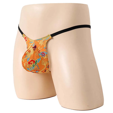 Men Sexy Underwear SissyBulge Pouch Hot Lingiere G-String Unisex Panties Chinese Dragon Pattern Printing Thongs Very Sexy Thongs