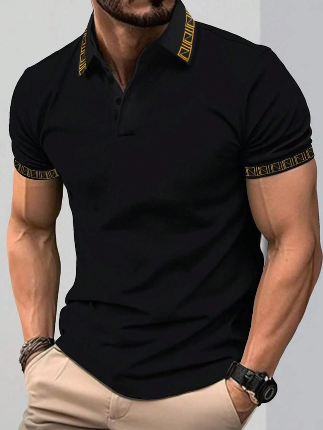 The new men's short-sleeved POLO shirt for summer 2025 features a casual fashionable and breathable 3D pattern print