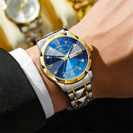 PAAZOMU Men's Wristwatch Top Brand Luxury Waterproof Luminous Date Week Men's Watches Stainless Steel Quartz Men's Watch Male reloj