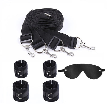 Couple Bed Sex Games Strap System BDSM Bed Restraint Sex Machine Female Handcuff Ankle Cuffs Open Leg Straps Eyeblinder Sex Toy