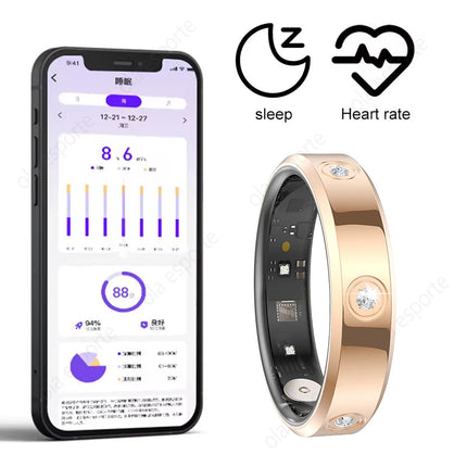 2026 New Fashion Diamond Smart Ring Heart Rate Sleep Monitor IP68 Waterproof Men Women Fitness Rings Pedometer For Android IOS