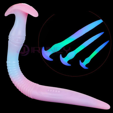 Glow In The Dark Anal Plug Long Butt Plug Tail Adult Sex Toys For Women Men Prostate Massage Anal Dilation Soft Silicone Butplug