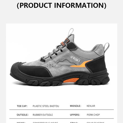 Men Safety Work Shoes Plastic Toe Safety Boots Fashion Lightweight Comfort Working Sneakers Anti-puncture Indestructible Shoes
