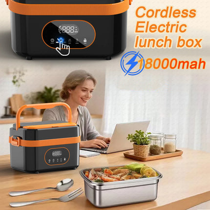 Gison Electric Heated Lunch Box Food Warmer 1.5L60W Outdoor Car Travel Office18000mah battery Portable No water fast heating Box