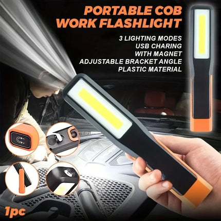 Portable USB Rechargeable COB Work Light Car Detailing Inspection Light Magnetic LED Flashlight Hanging Lamp Camping Torch