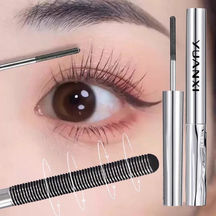 Steel Tube Mascara-Special Spiral Brush,Waterproof LongLasting Silk Fiber Mascara,keep Each Eyelash Curled for aLong Time Makeup