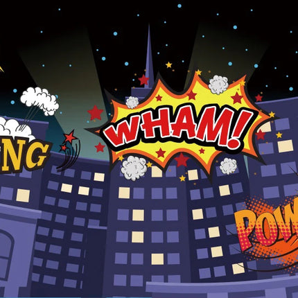 Superhero Baby Shower Birthday Backdrop City Building Super Hero Party Photography Background Photo Studio Custom Name Banner