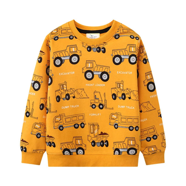 Jumping Meters 2-7T Fashion Design Boys Girls Sweatshirts Cars Print Hooded Shirts Kids Clothes Long Sleeve Autumn Tops