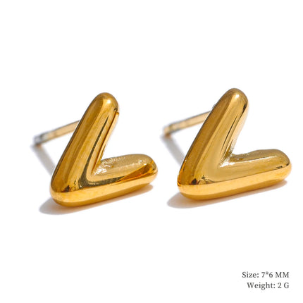 Yhpup 26 Initial Letter A-Z  Stainless Steel Gold Color Stud Earrings 18K PVD Waterproof Plated Daily Versatile Basic Jewelry