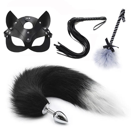 Anal Plug Tail Fox Set For Women Anal Sex Toys Butt Plug Tail Sexy Plush Ear With Nipple Clamps Bullet Vibrator For Couples Toys