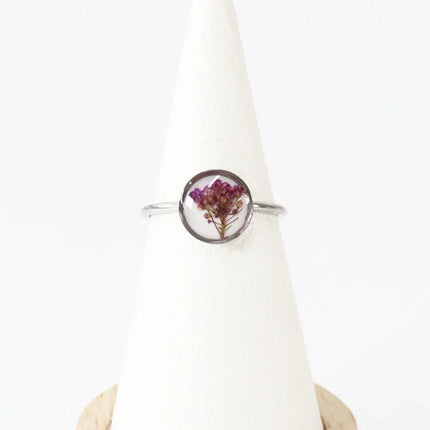 Wency Stainless Steel Dried Flower Round Rings For Women Eternal Flower Open Finger Ring Jewelry Wedding Band Gift Wholesale New