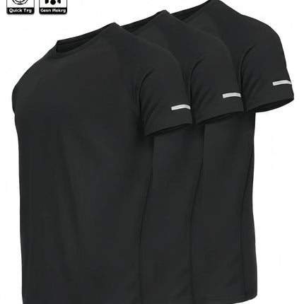 Men's Short Sleeve Sport T-shirt Quick Dry Running Blue Football Training Fitness Casual Wear Polyester Fiber round Neck T-shirt