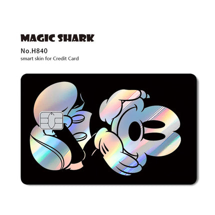 Magic Shark Mickey Minnie Stitch Donald Duck Bear Princess Holographic Film Shinny Laser Skin Sticker for Debit Credit Card