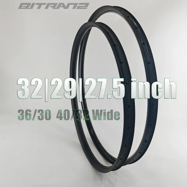 32" 29" 27.5" Mountain Bike Tubeless Carbon Wheels 36/30mm Width Tubeless Bicycle Rims 32er 32in 29er Disc Gravel Mtb UD 3k 12k