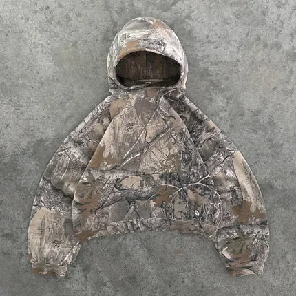 Blokette Retro Tactical Camouflage Zipper Cotton-Padded Jacket Women's Y2K Harajuku Gothic Plush Warm Casual Hoodie Sweatshirt