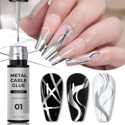 5ml Super Bright Silver Metallic Painting Liner Gel Nail Polish Drawing Stripe Graffiti Mirror Pull Line UV Gel Varnish