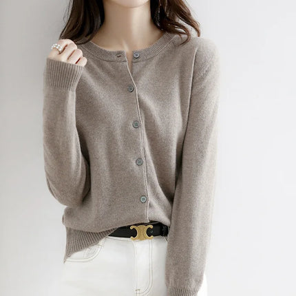 Women Cardigans Sweater O-neck Spring Autumn Knitted Cashmere Cardigans Solid Single Breasted Womens Sweaters 2022