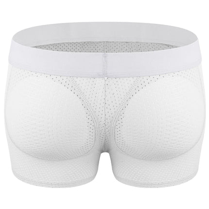 Men Hip Lift Body Shaper Sponge Fake Butt Padded Boxer Briefs Hollow out Breathable Slimming Underwear Body Shaping Enhancement