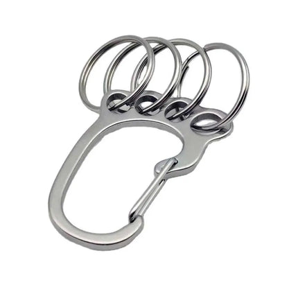 Creative Big Feet Key Chain Silver Color Metal Car Key Ring Holder for Men Women Waist Hanged Keyholder with 4 Keyrings Y55