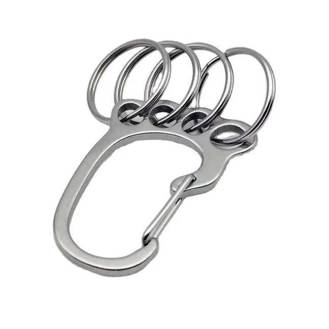 Creative Big Feet Key Chain Silver Color Metal Car Key Ring Holder for Men Women Waist Hanged Keyholder with 4 Keyrings Y55