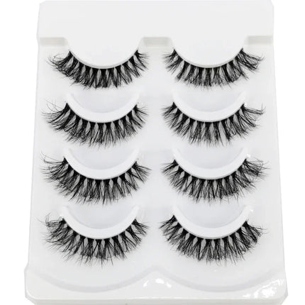 HBZGTLAD 4pairs mink lashes natural long invisible thin band fake lashes transparent terrier soft eyelashes extension Beauty