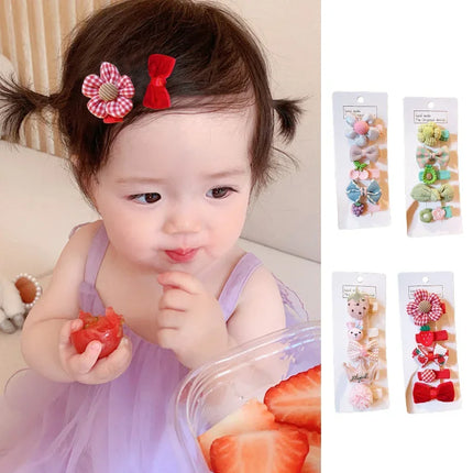 5Pcs/set Cute Bow Flower Hair Clips for Baby Girls Sweet Princess Rabbit Hairpins Kids Hair Accessory